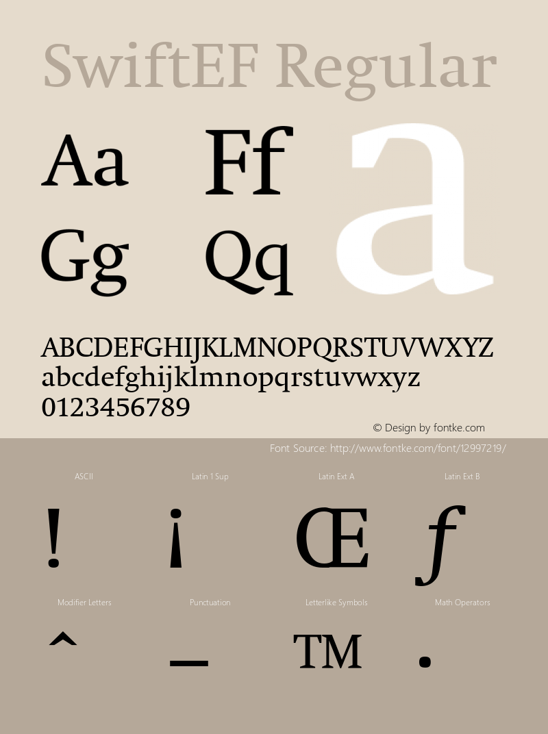 SwiftEF Regular Version 1.00 Font Sample