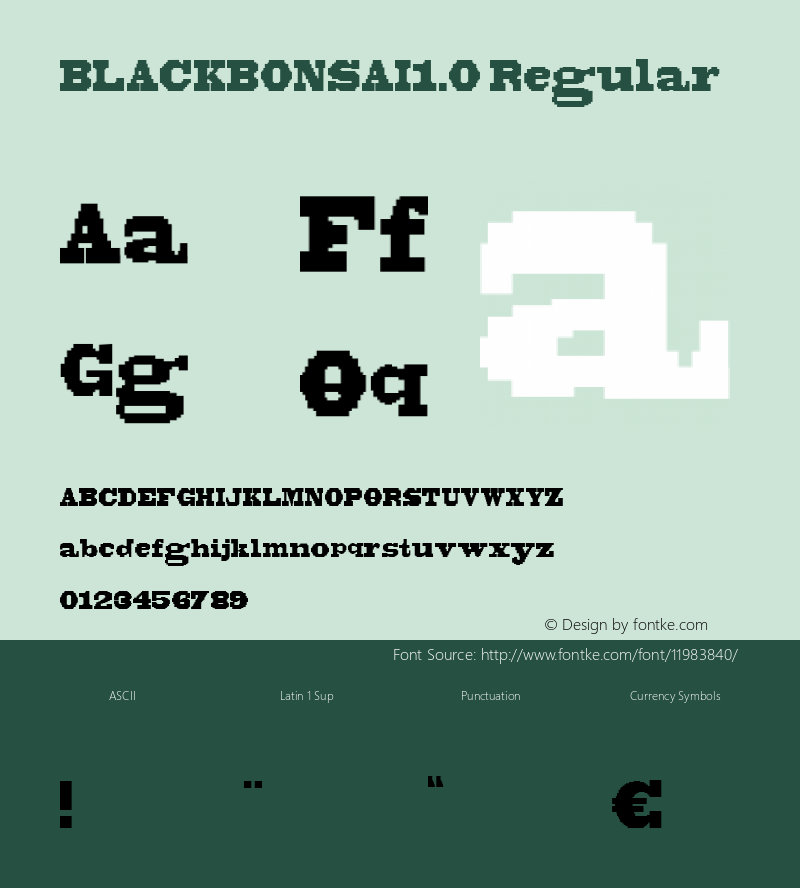 BLACKBONSAI1.0 Regular Version 1.0 Font Sample