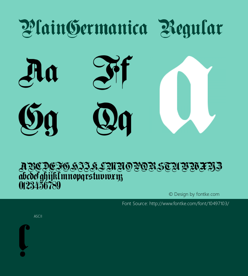 PlainGermanica Regular 001.000 Font Sample