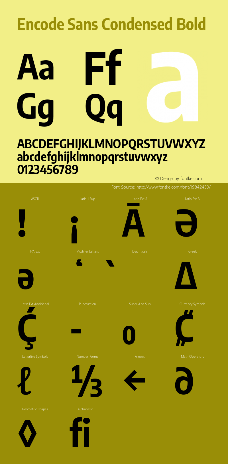 Encode Sans Condensed Bold Version 2.000 Font Sample