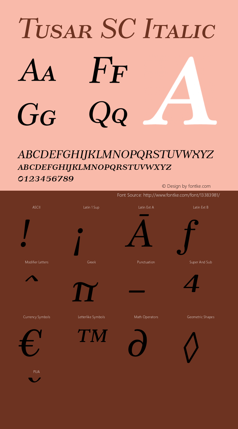 Tusar SC Italic 001.000 Font Sample