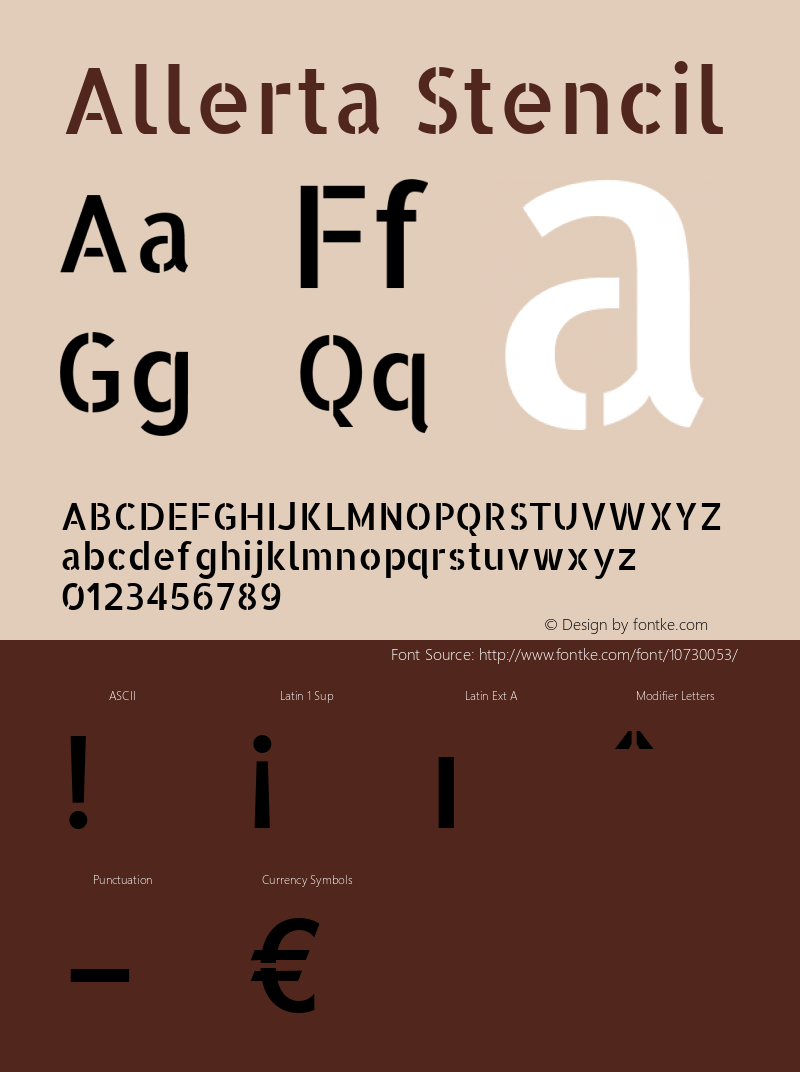 Allerta Stencil Version 1.0 Font Sample