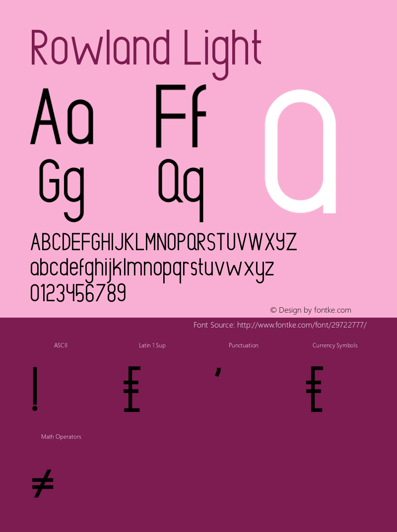 Rowland Light Version 1.004;Fontself Maker 3.1.2 Font Sample