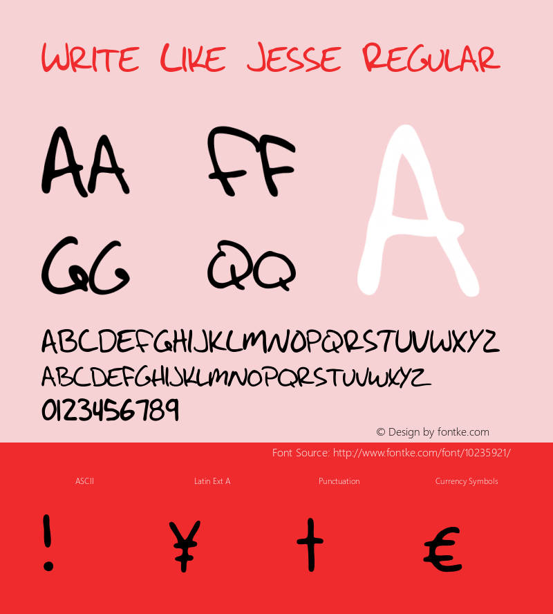 Write Like Jesse Regular Version 1.0.1 Font Sample