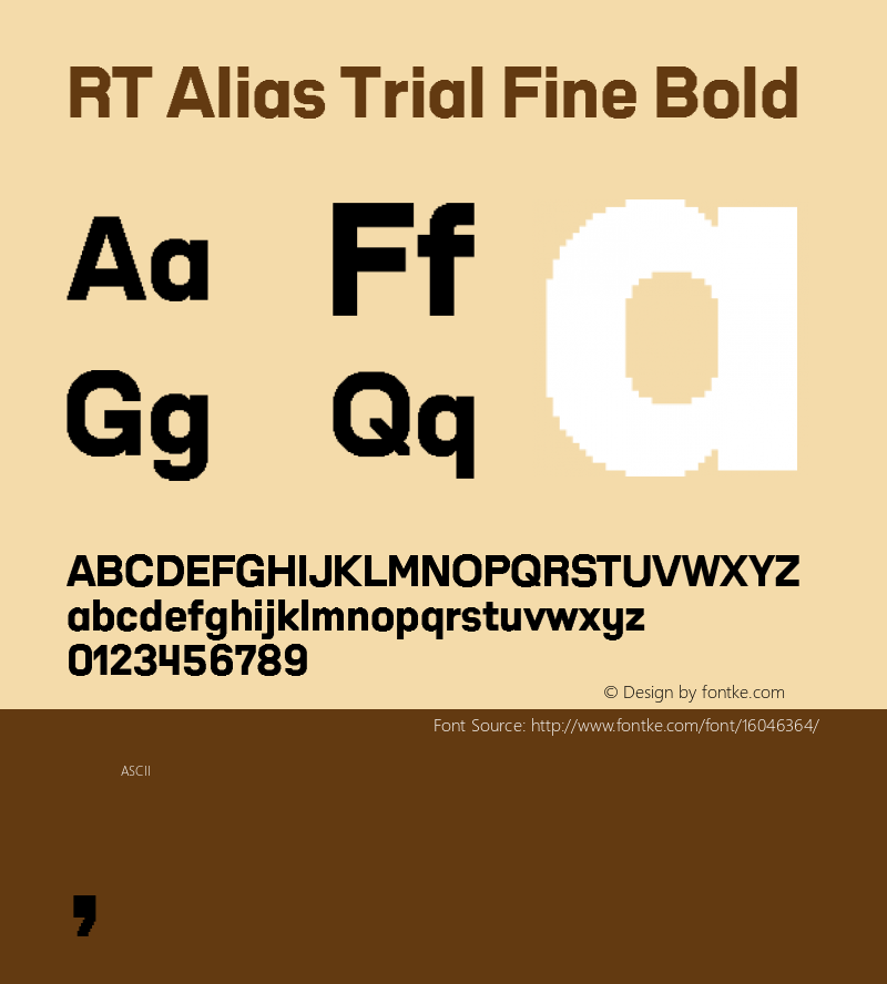 RT Alias Trial Fine Bold Version 1.000;PS 001.000;hotconv 1.0.88;makeotf.lib2.5.64775 Font Sample