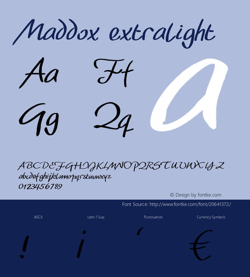 Maddox-ExtraLight Version 1.000;PS 001.001;hotconv 1.0.56 Font Sample