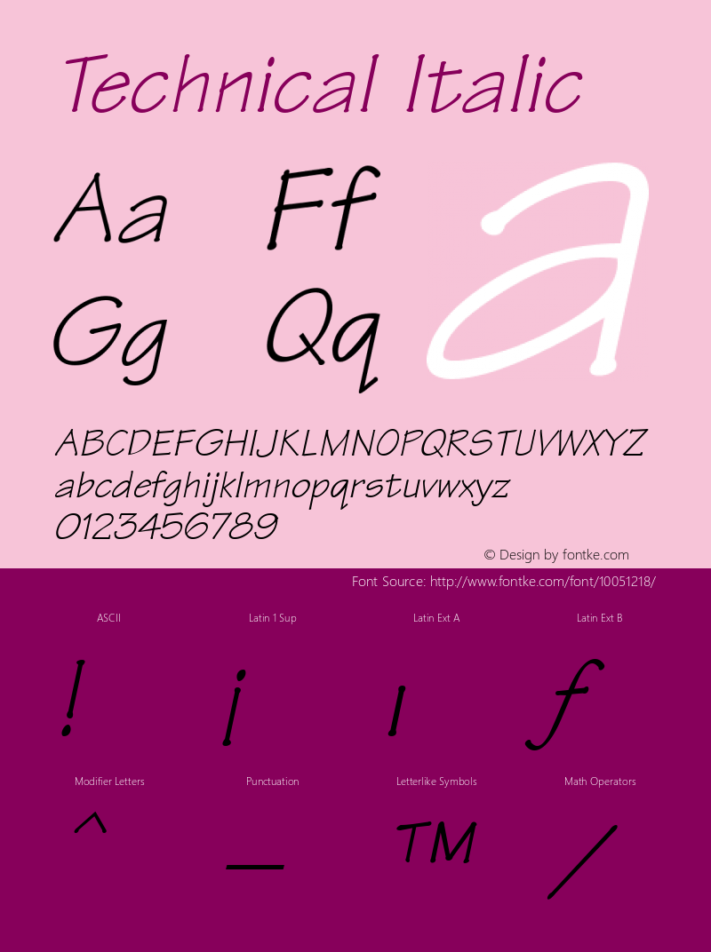 Technical Italic Publisher's Paradise -- Media Graphics International Inc. Font Sample