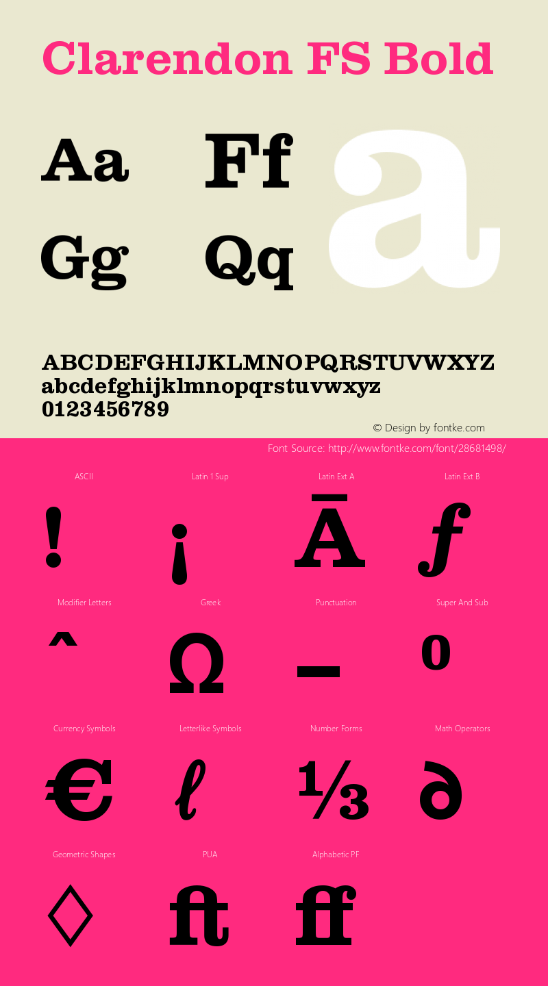 ClarendonFS-Bold Version 1.070 Font Sample