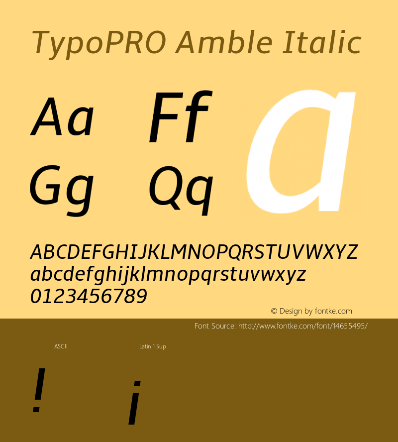 TypoPRO Amble Italic Version 1.00000; 2009 Font Sample