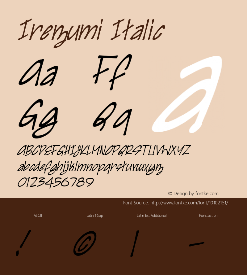 Irezumi Italic Macromedia Fontographer 4.1 1/31/02 Font Sample