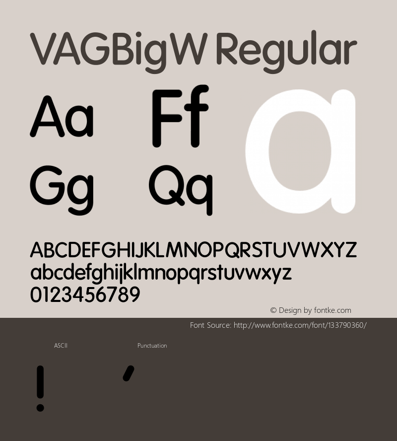 VAGBigW-Regular Version 001.000 Font Sample