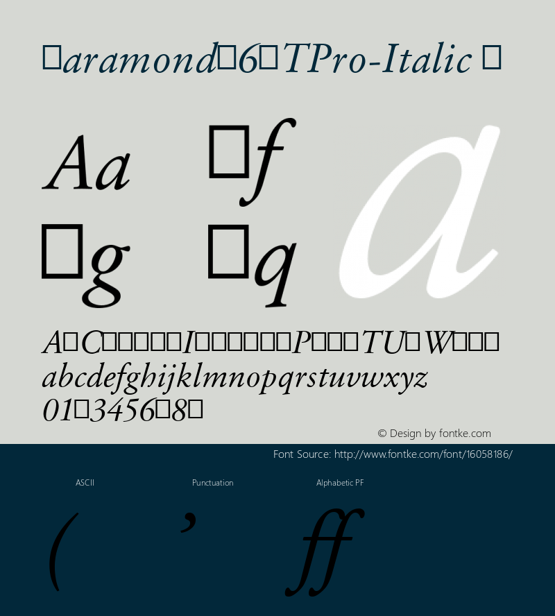 Garamond96DTPro-Italic ☞ Version 1.00 CFF OTF Pro. DTP Types Limited Mar 08 2007;com.myfonts.easy.dtptypes.garamond-nine-six-dt.italic.wfkit2.version.31kK Font Sample