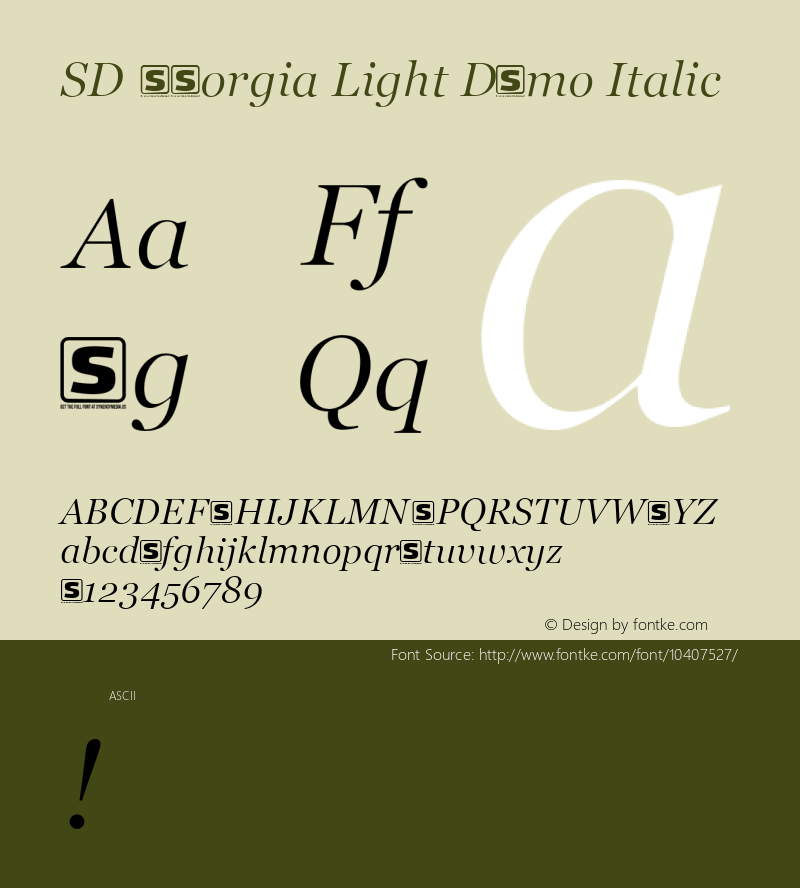 SD Georgia Light Demo Italic Version 001.000 Font Sample