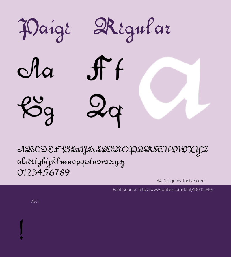 Paige Regular Altsys Fontographer 4.0 6/7/94 Font Sample