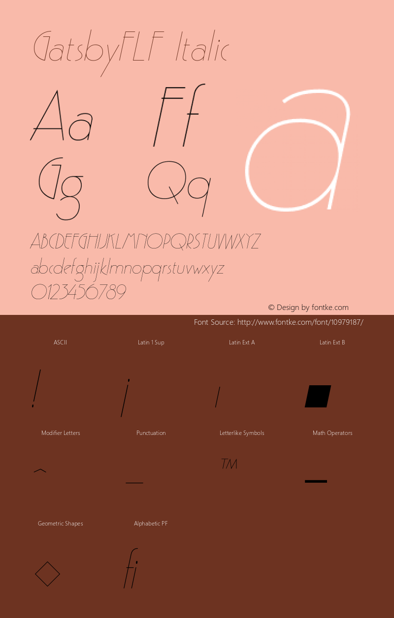 GatsbyFLF Italic Version 001.000 Font Sample