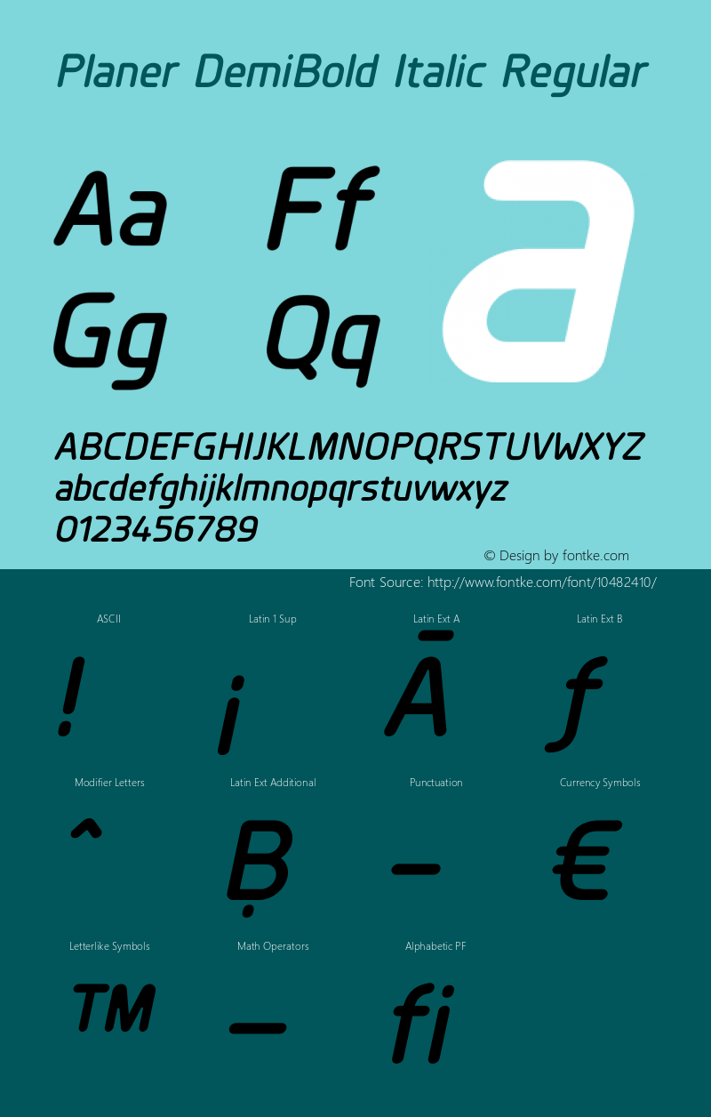 Planer DemiBold Italic Regular Version 1.001;PS 001.001;hotconv 1.0.56;makeotf.lib2.0.21325 Font Sample