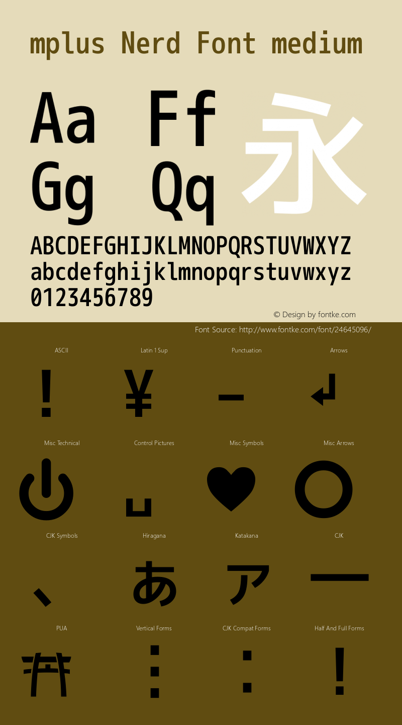 M+ 1m medium Nerd Font Complete Version 1.018;Nerd Fonts 1.2 Font Sample