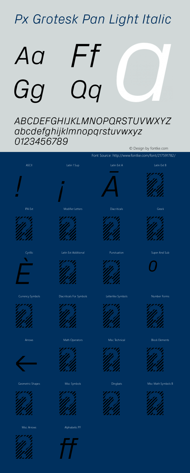 Px Grotesk Pan Light Italic Version 2.001; build 0001图片样张