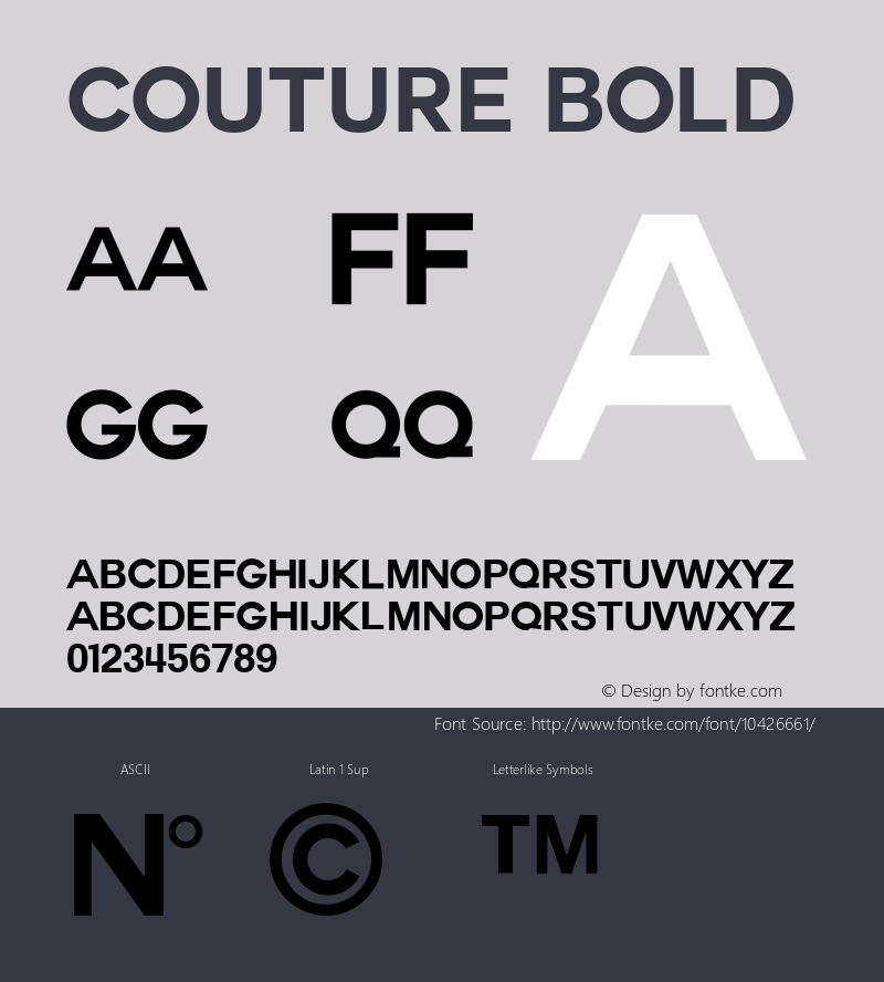 COUTURE Bold Version 1.002 2012 Font Sample