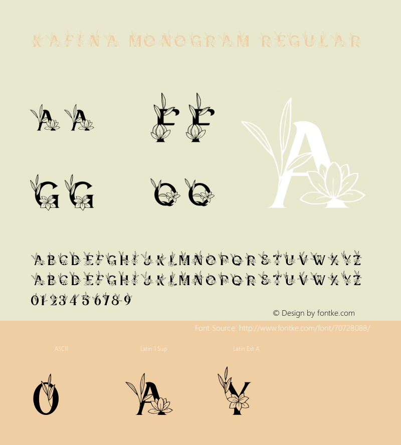 Kafina Monogram Version 1.00;June 21, 2020;FontCreator 12.0.0.2567 32-bit Font Sample