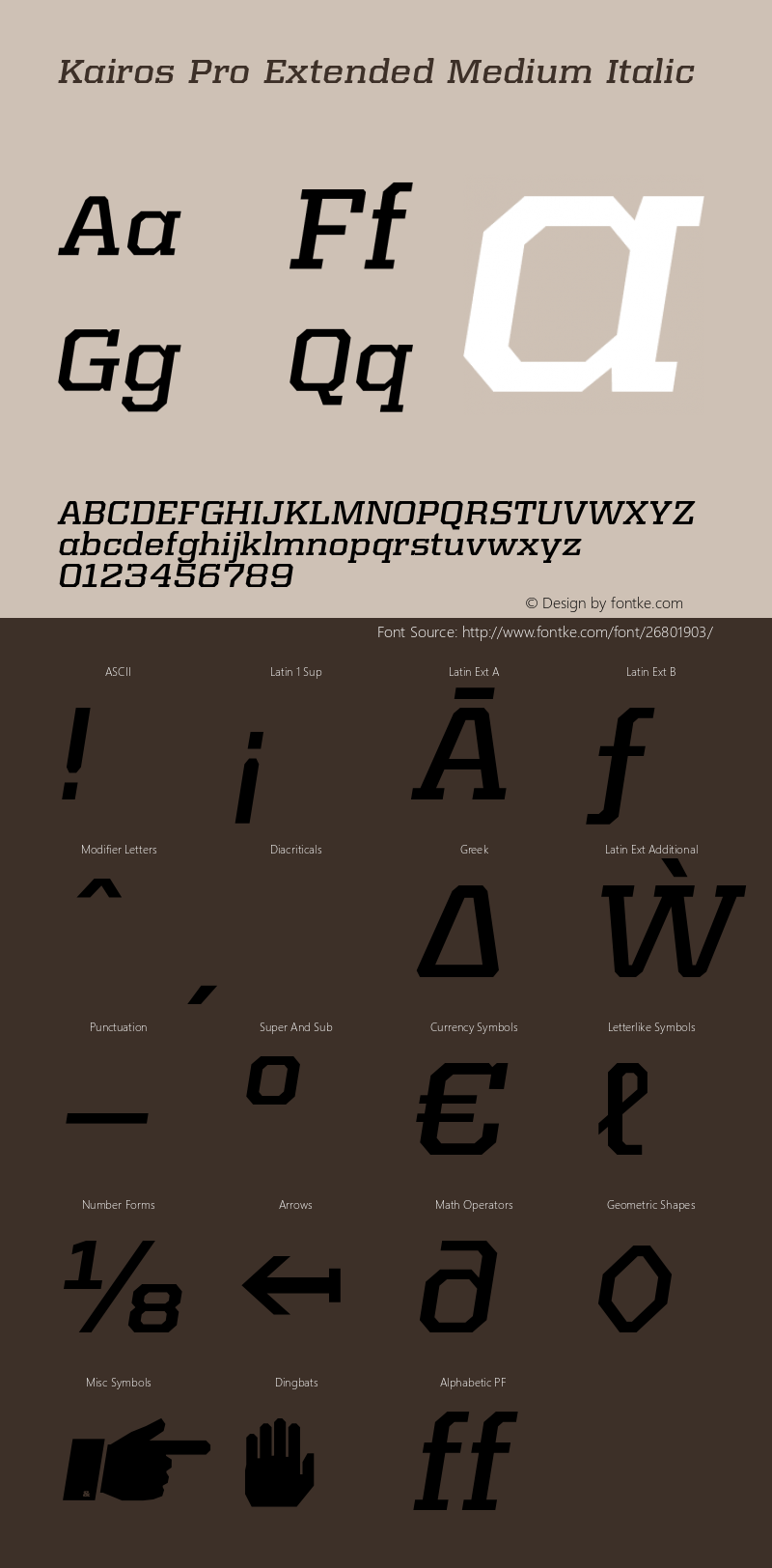 Kairos Pro Extended Medium It Version 1.00 Font Sample