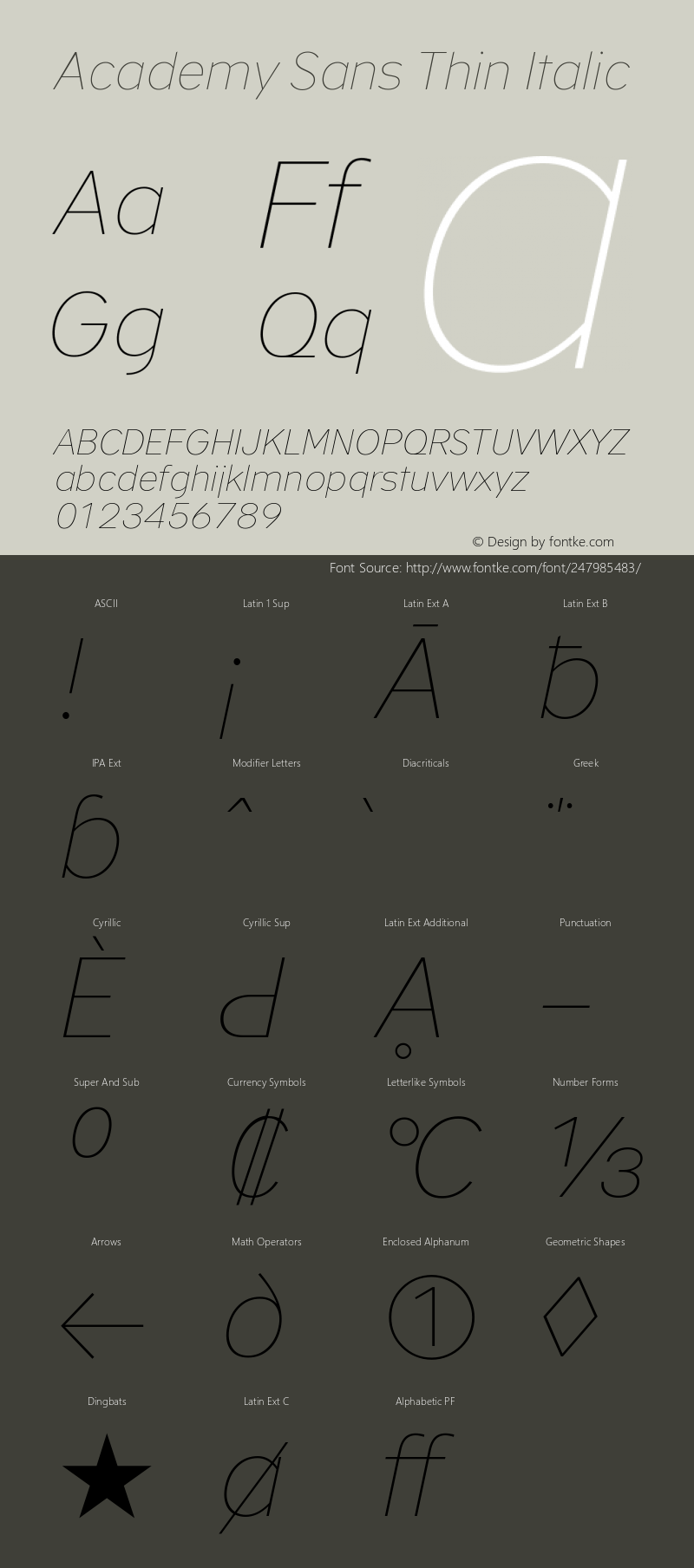 Academy Sans Thin Italic Version 2.001图片样张