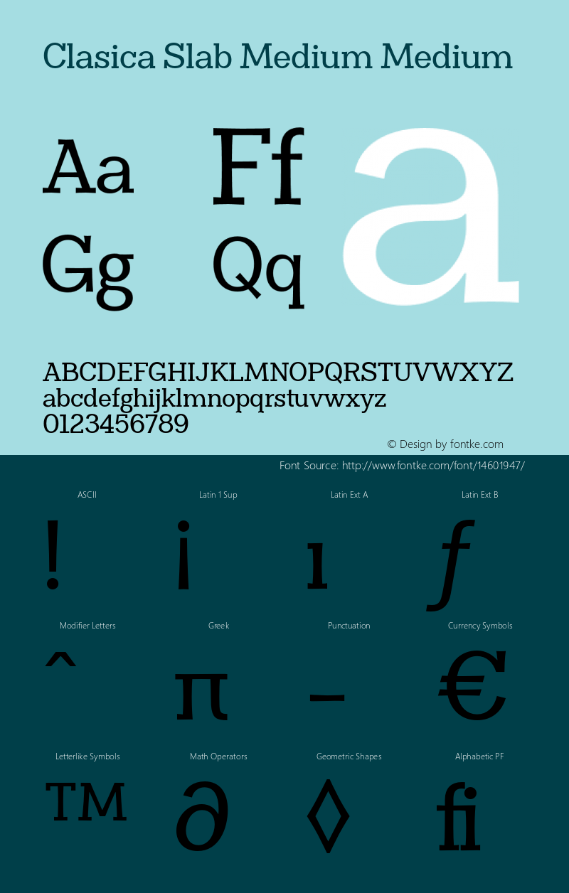 Clasica Slab Medium Medium 1.000 Font Sample