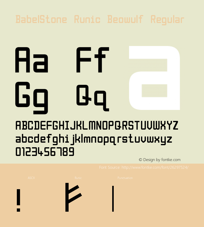 BabelStone Runic Beowulf Version 7.001;July 13, 2018 Font Sample