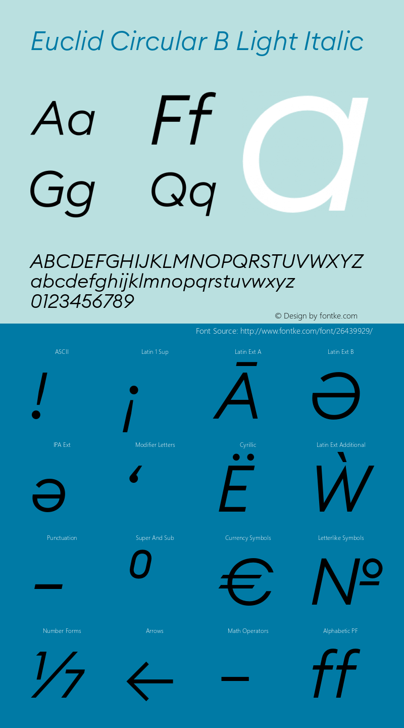 EuclidCircularB-LightItalic Version 3.1 | wf-rip DC20180710 Font Sample