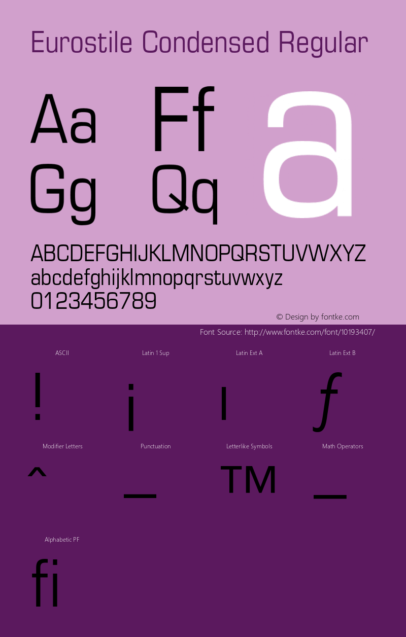 Eurostile Condensed Regular 001.002 Font Sample