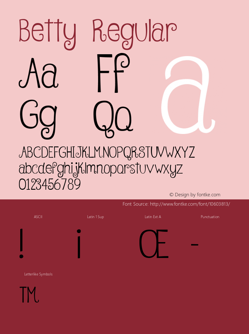 Betty Regular Version 1.0 Font Sample