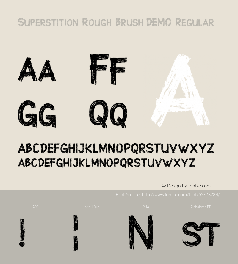 Superstition Rough Brush-DEMO R Version 1.000 Font Sample