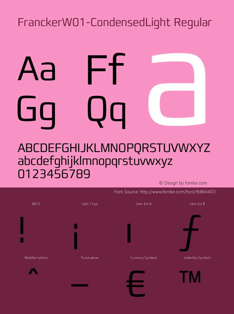 FranckerW01-CondensedLight Regular Version 1.00 Font Sample