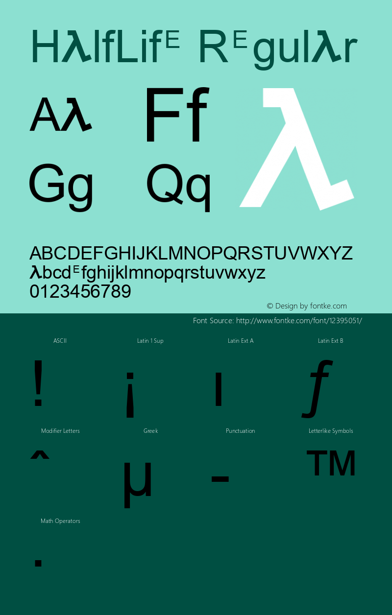 HalfLife Regular Half-Life Font Sample