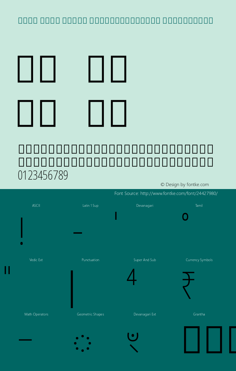 Noto Sans Tamil ExtraCondensed ExtraLight Version 2.000 Font Sample