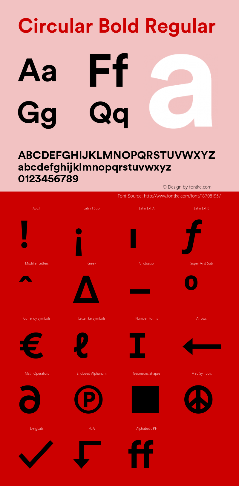 Circular Bold Regular Version 1.001 Font Sample