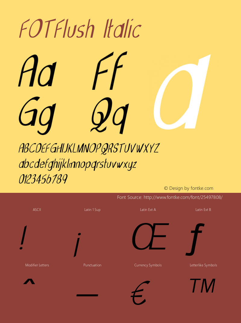 FOTFlush-Italic Version 1.000 Font Sample