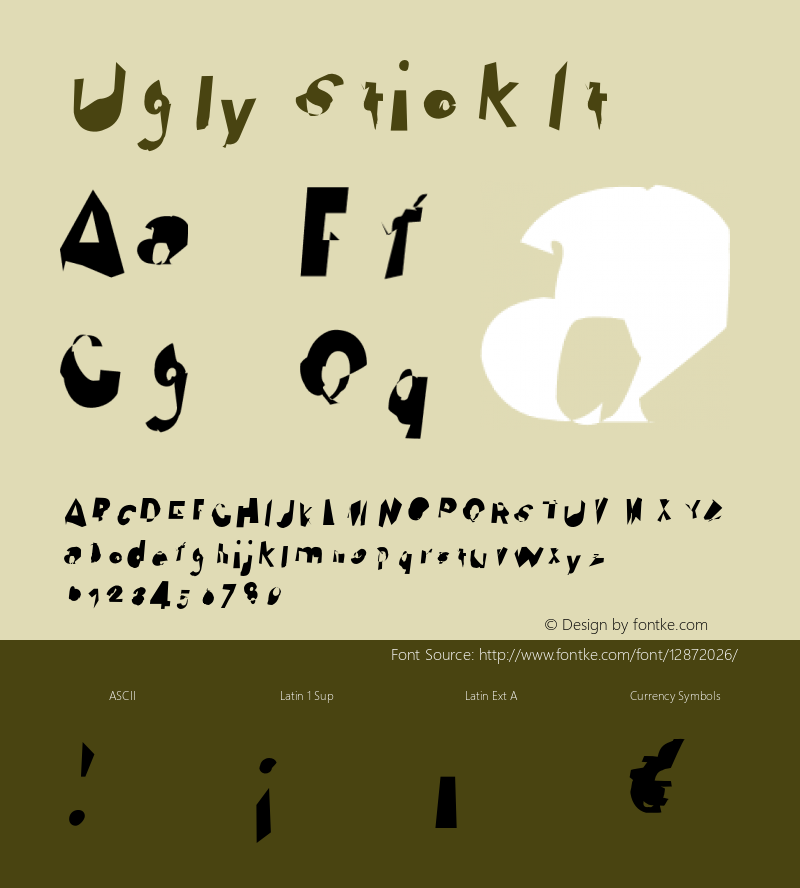 Ugly Stick It Version 0.99 Font Sample