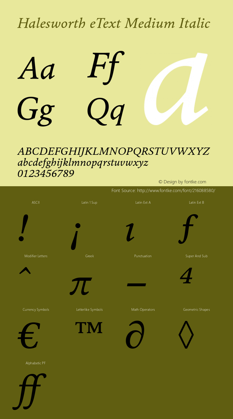 Halesworth eText Medium Italic Version 1.02图片样张