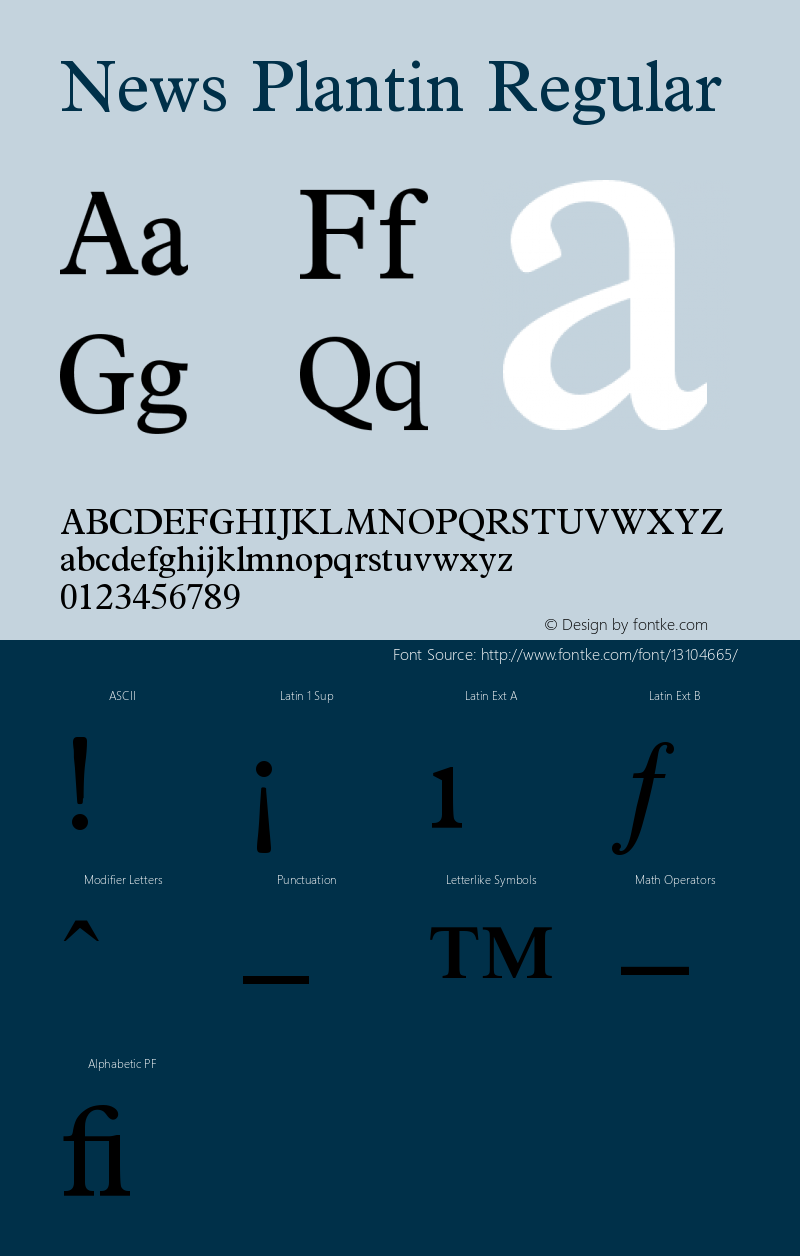 News Plantin Regular Version 1 Font Sample