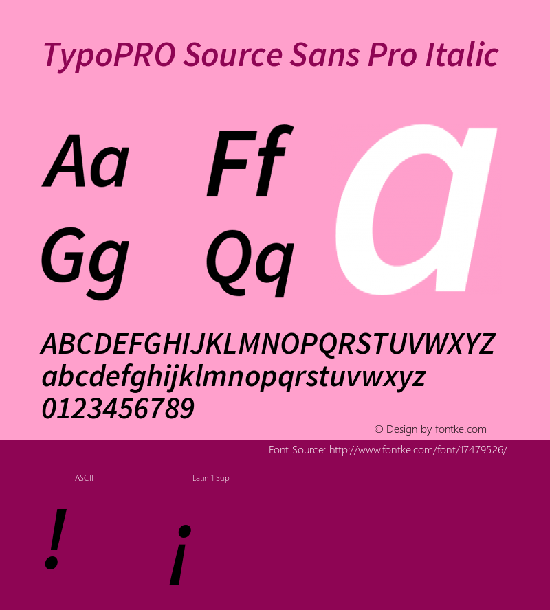 TypoPRO Source Sans Pro Italic Version 1.075;PS 2.000;hotconv 1.0.86;makeotf.lib2.5.63406 Font Sample