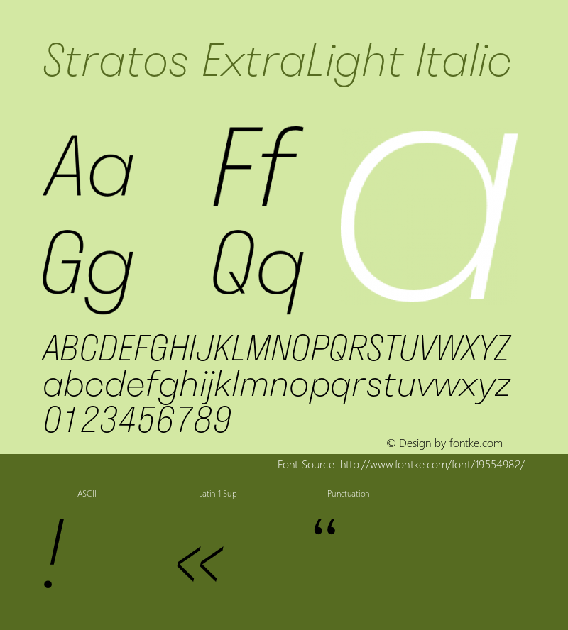 Stratos ExtraLight Italic Version 1.002;PS 1.2;hotconv 1.0.72;makeotf.lib2.5.5900 Font Sample