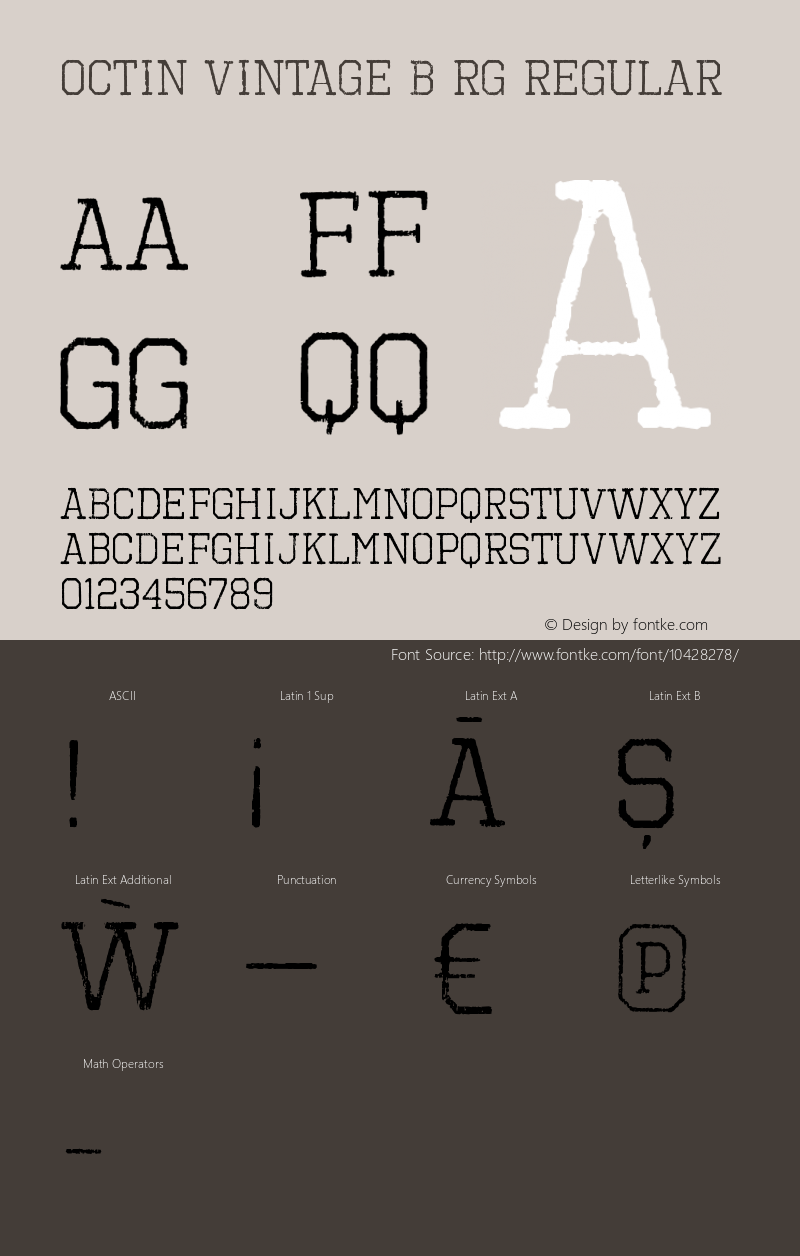 Octin Vintage B Rg Regular Version 1.100 Font Sample