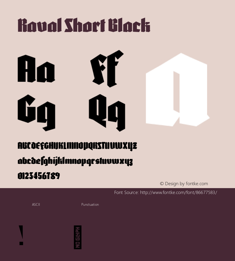 Raval Short Black Version 1.000;hotconv 1.0.109;makeotfexe 2.5.65596 Font Sample
