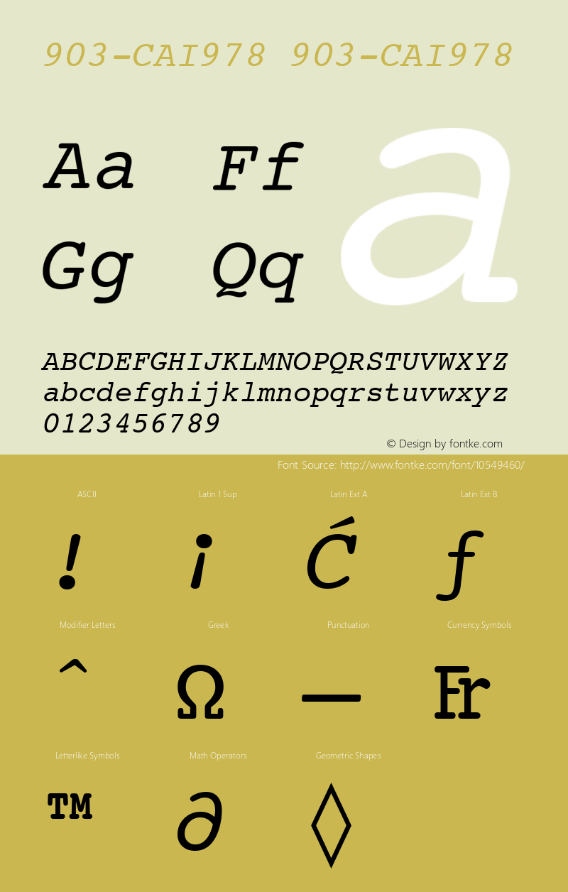 903-CAI978 903-CAI978 Version 3.0 Font Sample