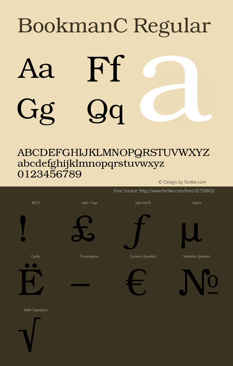 BookmanC Regular OTF 1.0;PS 001.000;Core 116;AOCM 1.0 28 Font Sample