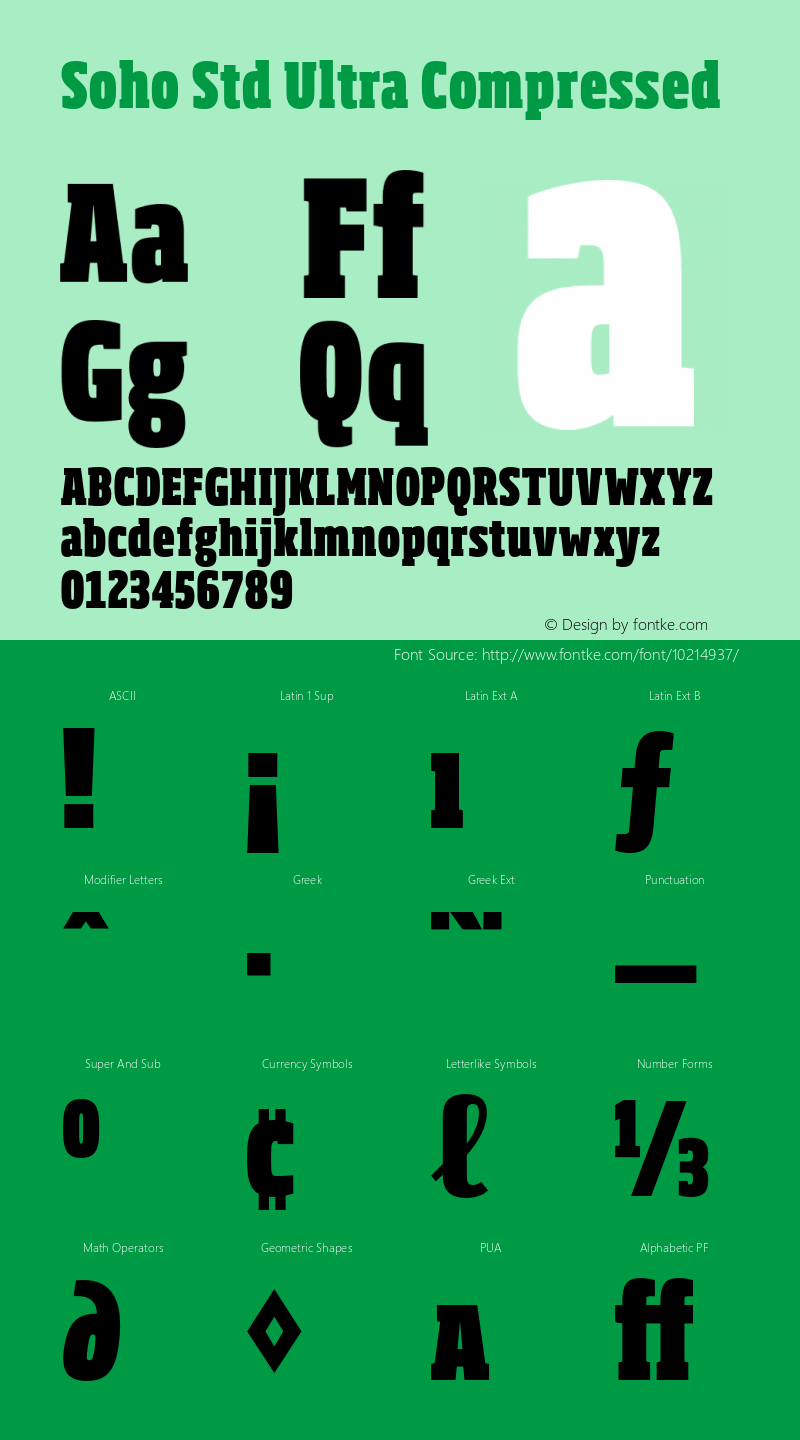 Soho Std Ultra Compressed Version 1.000 Font Sample