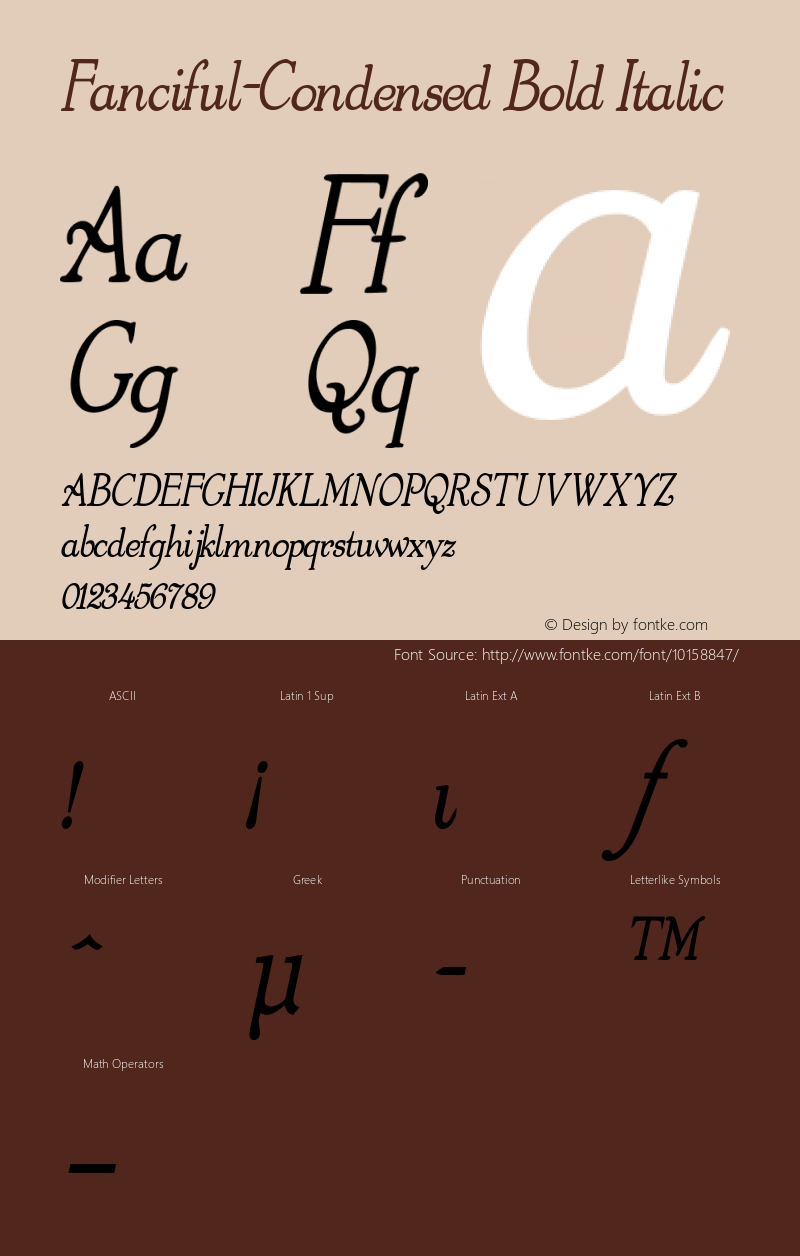 Fanciful-Condensed Bold Italic 1.0/1995: 2.0/2001 Font Sample