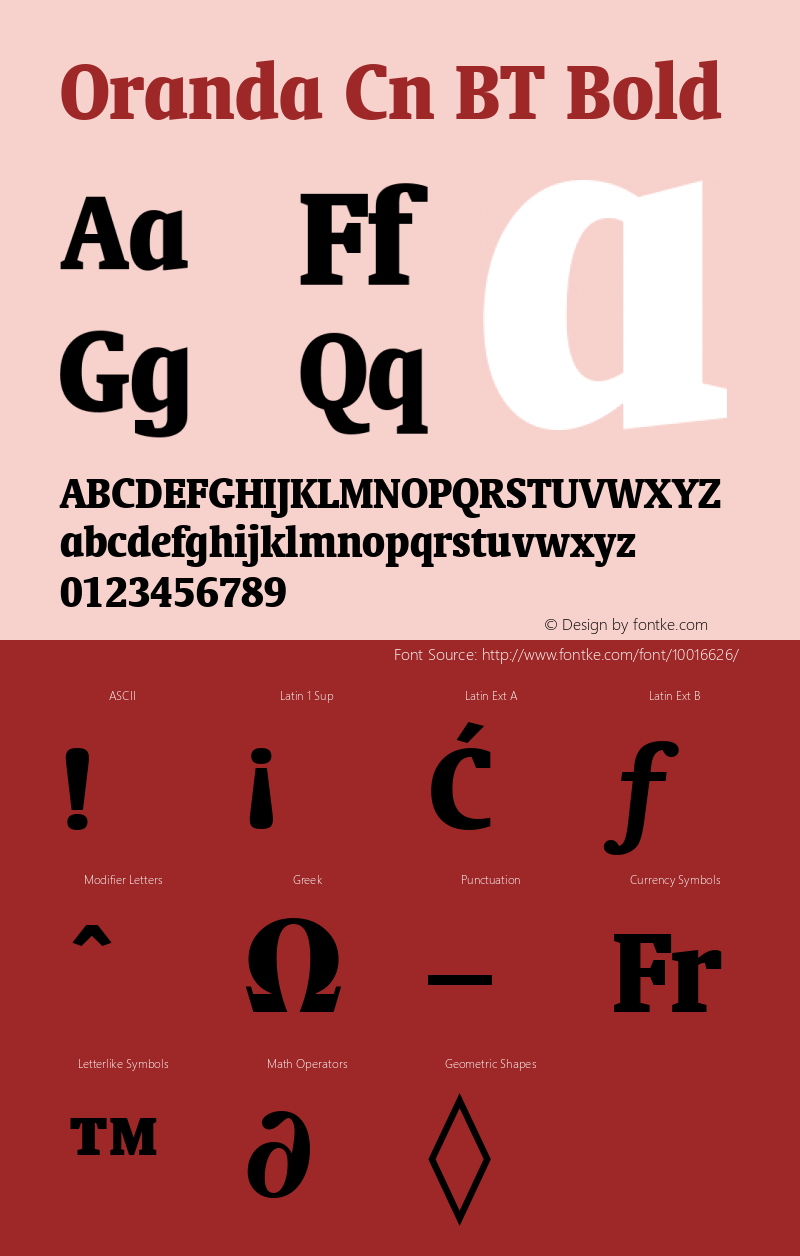 Oranda Cn BT Bold mfgpctt-v4.4 Dec 22 1998 Font Sample