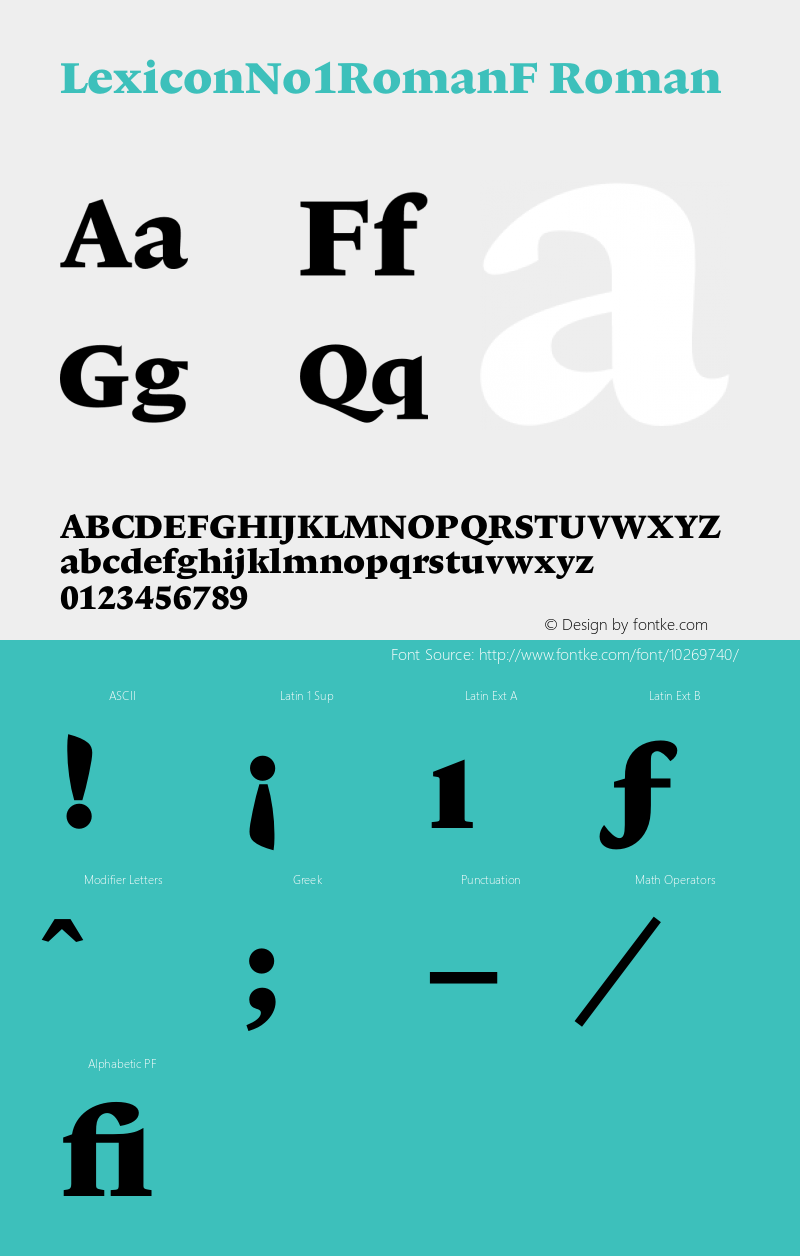 LexiconNo1RomanF Roman 001.000 Font Sample